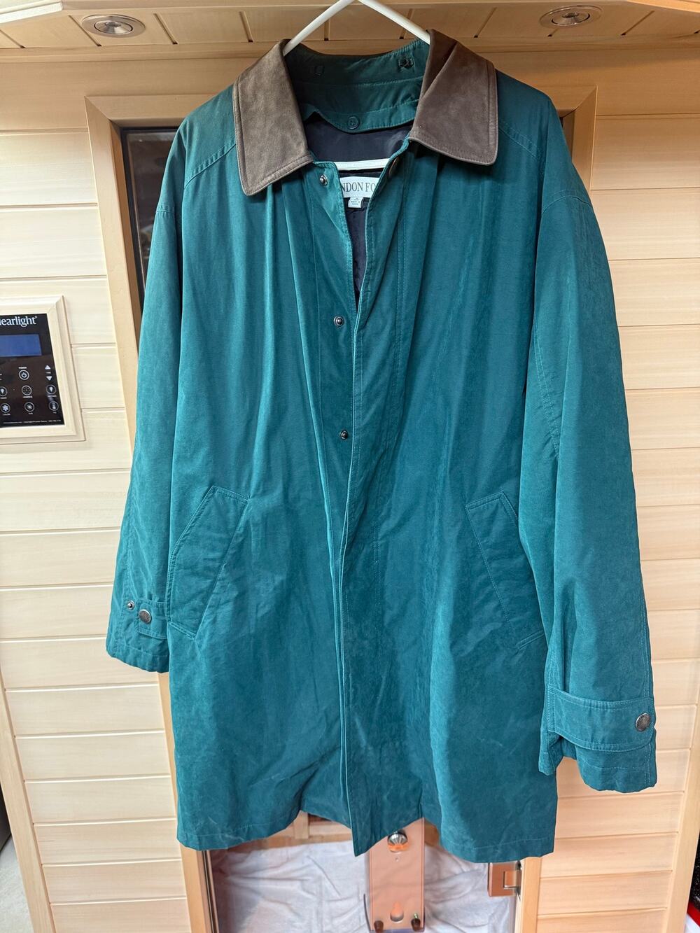 Vintage London Fog Deep Teal Brown Collar Trench Coat Women's Medium